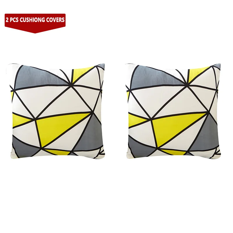 Yellow Plaid 45*45 см, 2 шт., наволочки с принтом, эластичные наволочки для подушки, для автомобиля, украшения дома, дивана, кровати, декоративные наволочки - Цвет: Yellow Plaid