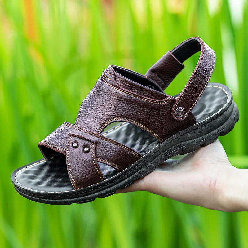 

Sandalen Heren Summer Men Sandals Sandale Homme Cuir V Ritable Rubber Leather Sandalia Masculina