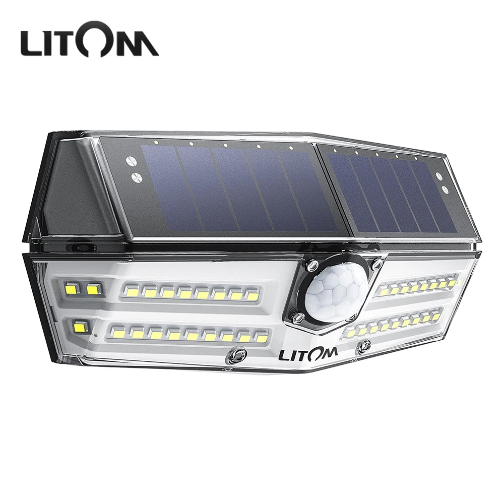Litom CD181 открытый светильник на солнечных батареях s 40 светодиодный IP66 Водонепроницаемые лампы с 3 регулируемыми моделями светильник для сада двора патио стены