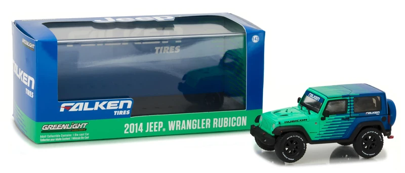 Зеленый светильник 1:43 2014 Jeep Wrangler Rubicon Falk en покрышки сплав модель автомобиля литье