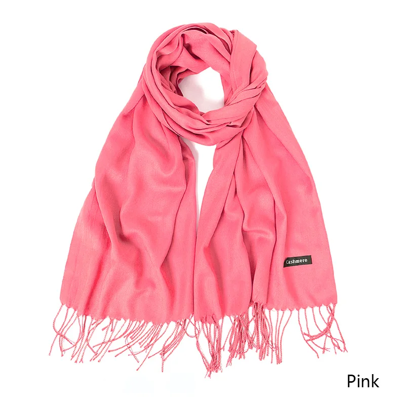 Pink Зимний шарф для женщин, теплый модный женский шарф, тонкие мягкие шали, одеяло, кашемировый платок на голову, Дамская Пашмина бандана - Цвет: Pink