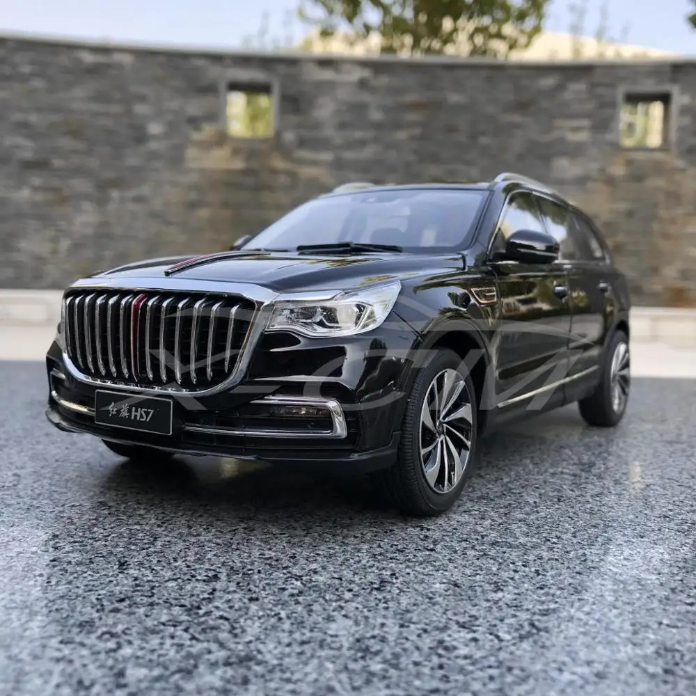 Литая под давлением модель автомобиля век Дракон Hongqi HS7 SUV 1:18 (черный) + маленький