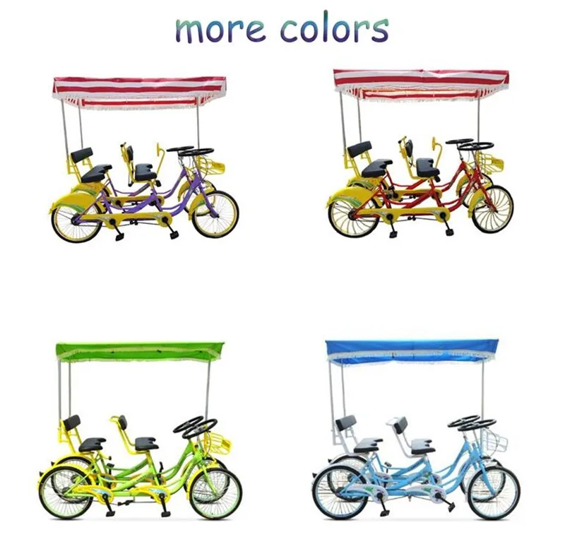 2pcs/lot Double Row Bicycle 4 Seater Pedal Tandem Couple Family Recreational Vehicles Sightseeing Road Bike for Tourism | Бытовая