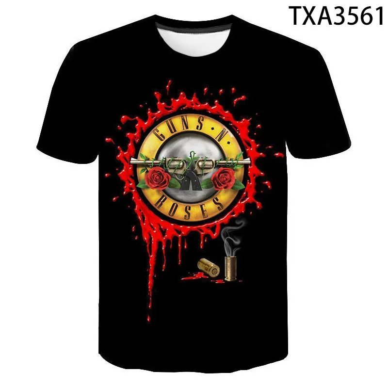 

Summer Guns N Roses 3D T-shirt Punisher Men's Women's Children's Fashion Street Boys Girls Children's Printed Oversized T-shirts