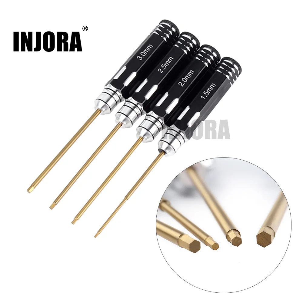 

Набор отверток INJORA, 4 шт./компл., с титановым покрытием, 1,5/2/2, 5/3 мм, шестигранная отвертка, набор инструментов для РУ моделей автомобилей, лодо...