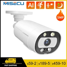 MISECU 5MP POE Camera Two-way Audio Smart Ai Human Detection Full Color Night Vision CCTV Video Security Camera for POE Kit P2P