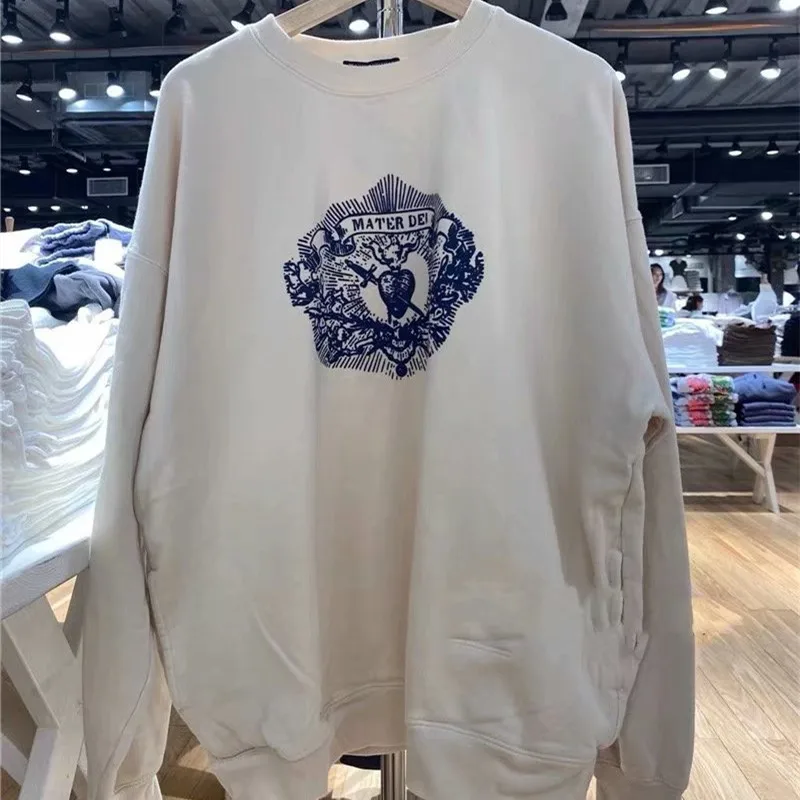 

UNUTH Girls O Neck Soft Cotton Hoodies 2022 autumn Fashion Ladies Casual Loose Streetwear Pullover Female White Printed Pullover