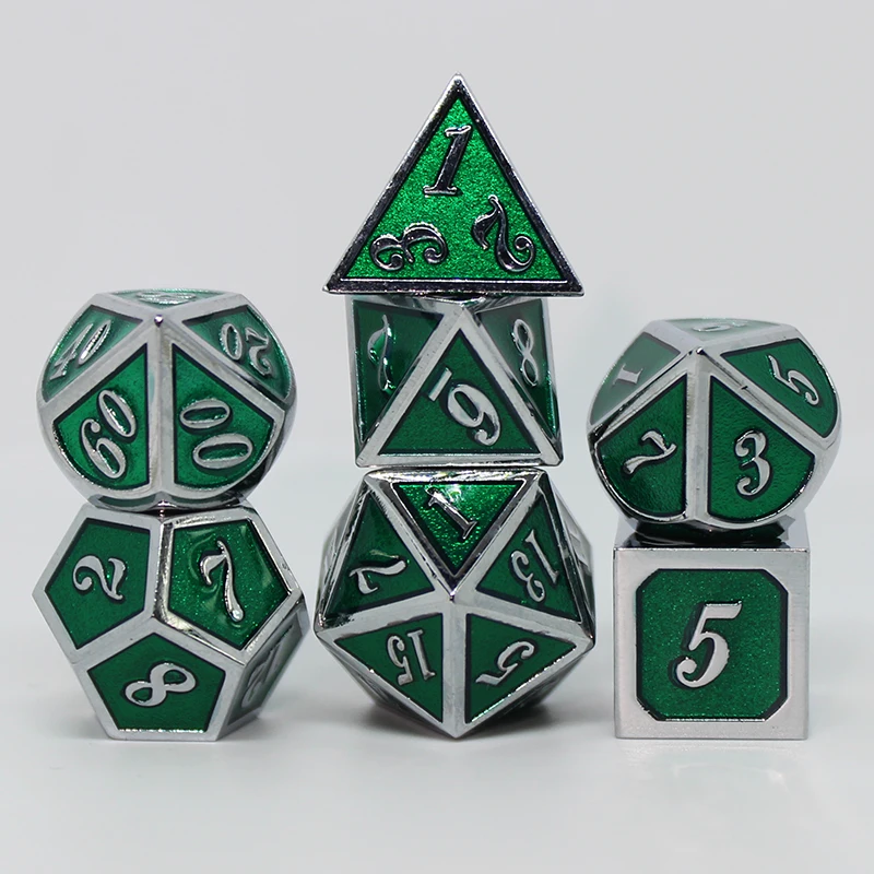 7 шт./компл. набор металлических игральных костей D &amp с бархатным мешочком D20 D12 D10 %