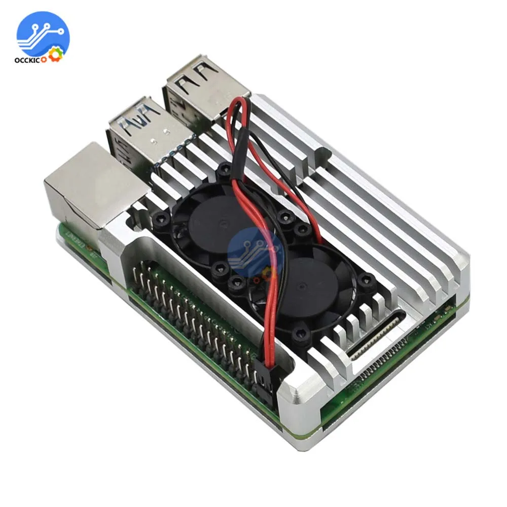 Для Raspberry Pi 4 CNC чехол из алюминиевого сплава защитный с вентиляторами для