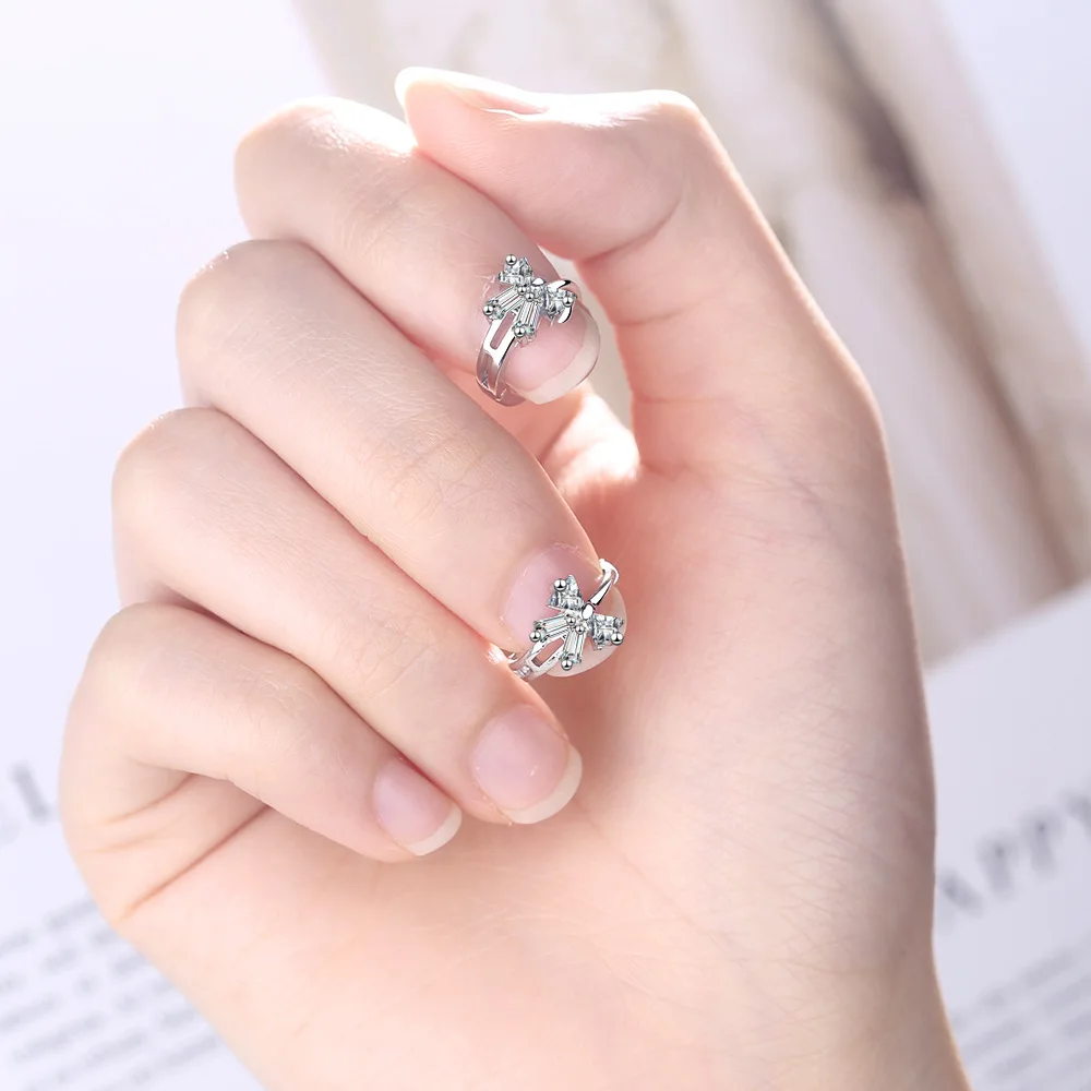 

925 Sterling Silver Piercing Bowknot Stud Earrings for Women Girls Wedding Party Femme Jewelry pendientes eh829