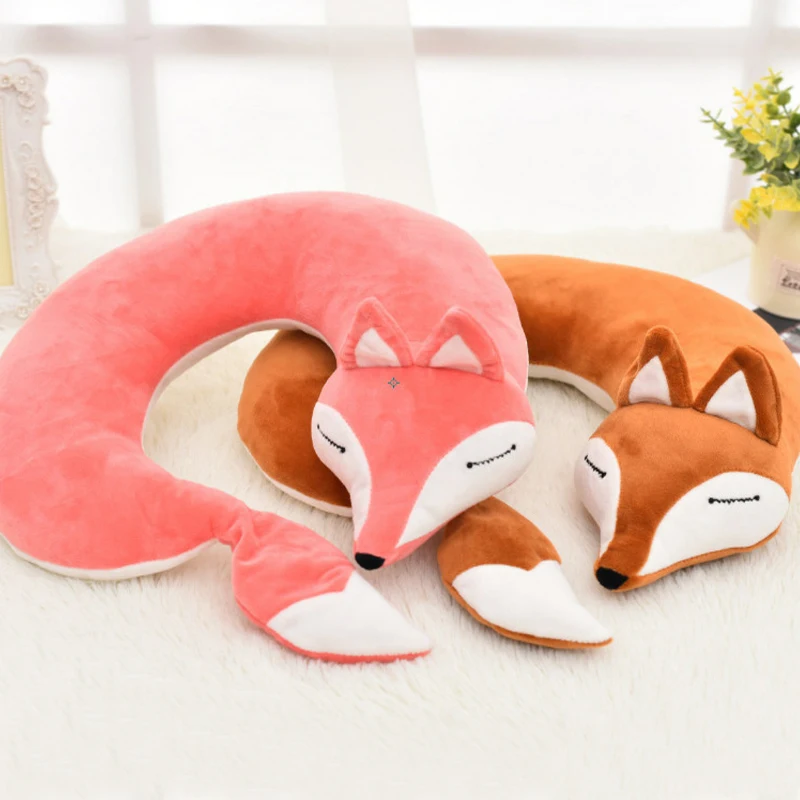 Travel Car Home Pillow Lovely Fox Animal Cotton Plush U Shape Neck Nap Cartoon for Flight Plane | Дом и сад