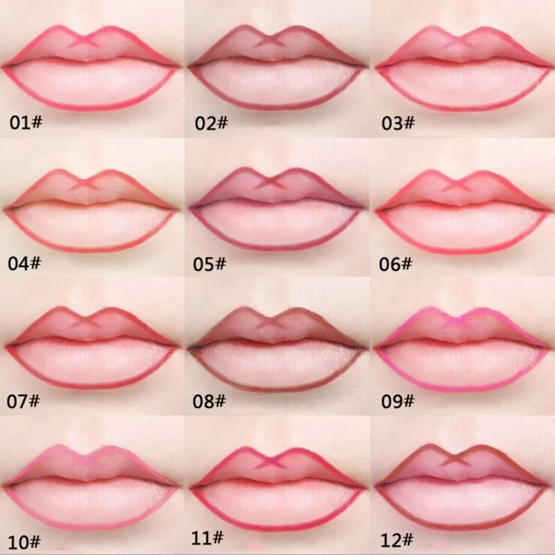 12 цветов сексуальный карандаш для губ помада Стойкий матовый яркие блестящие