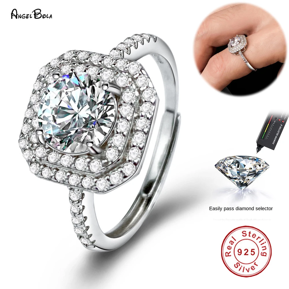 

Роскошные бриллиантовые кольца для женщин, обручальное кольцо из муассанита, серебро 925 пробы, ювелирные изделия, двойной Бриллиант, брилли...