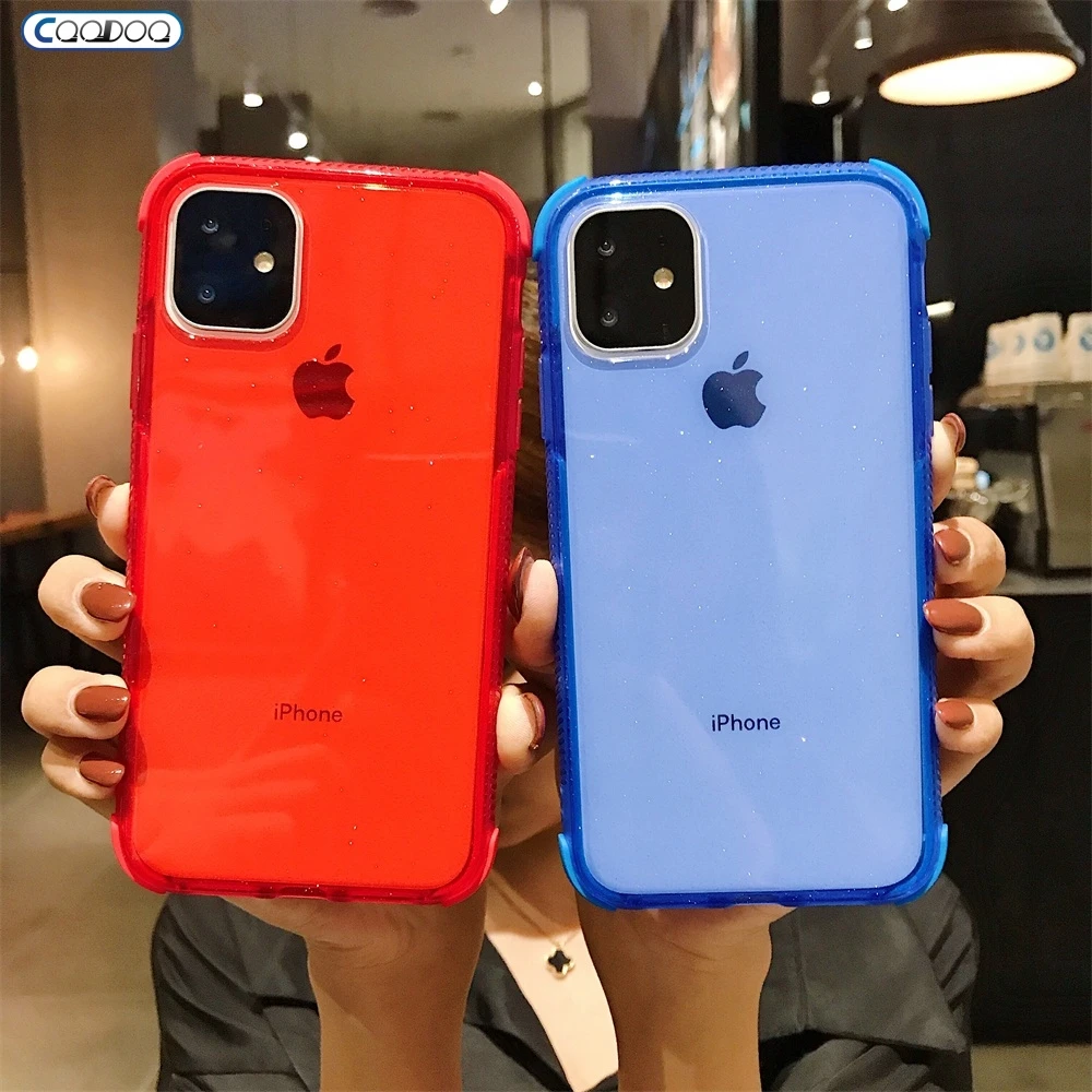 Блестящие противоударные чехлы для телефонов iPhone 11 pro Max мягкий силиконовый