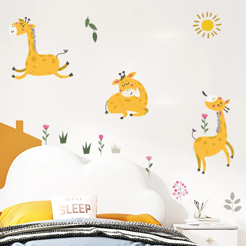 

Tofok Cartoon Sunny Deer Children's Room Wall Decoration Creative Wall Stickers Children's Room Wall window Decal Wallpaper