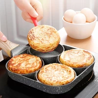 4 holes omelet pan kitchen cooking bacon pan non stick fried egg burger frying pan suitable for gas stove and induction cooker