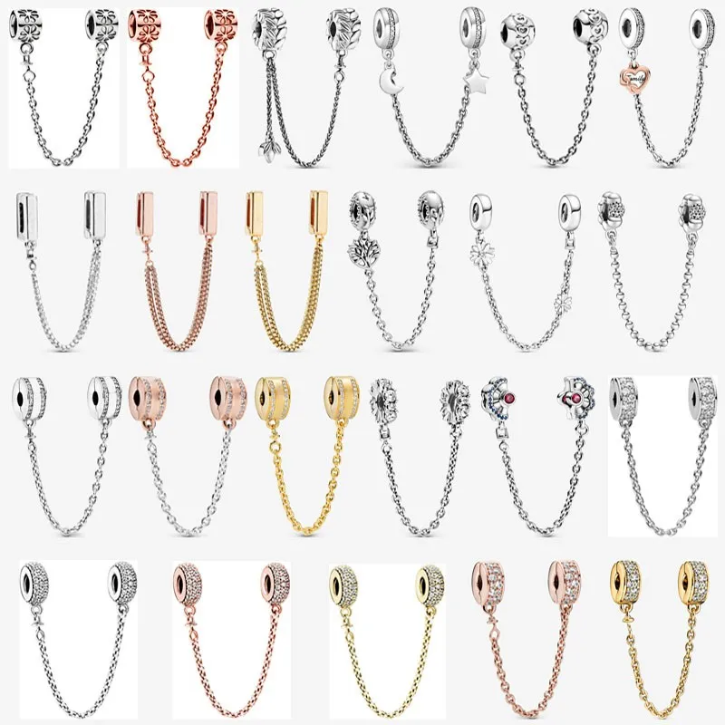 

Authentic S925 Sterling Silver Life Tree Moon Fan Safety Chain Is Suitable For The Original Pandora Women's Bracelet