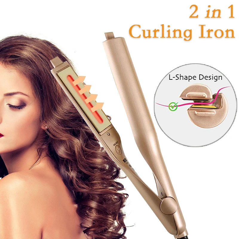 

TYME Professional Hair Curler Straightener 2 In 1 Tourmaline Ceramic Iron Curling LED Display Portable Hair Straightening Tools