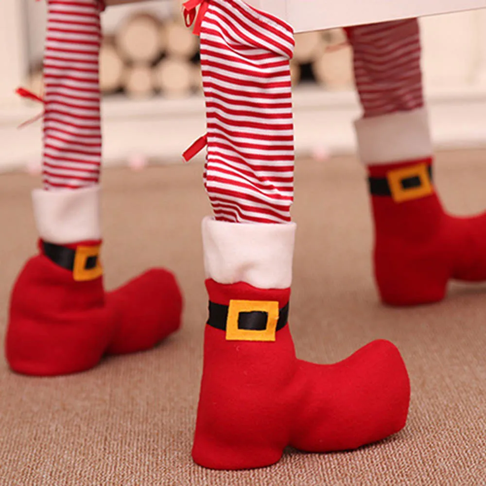 4 Pcs Table Leg Chair Foot Covers Santa Claus Christmas Decoration Home Chair Table Cover Decor New Year Supplies Hot S30