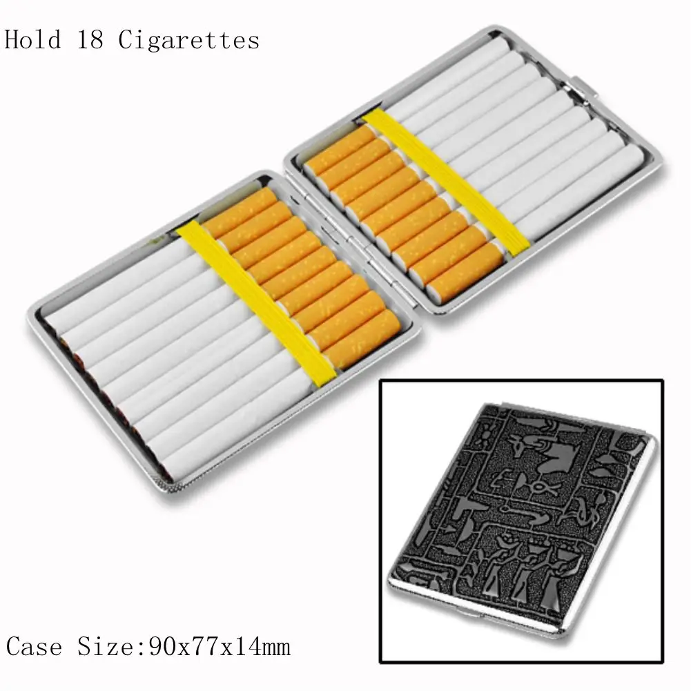 hold 18pcs Металлический каркас сигарет чехол держатель для табака Карманный Ящик Контейнер для хранения из нержавеющей стали кожаный чехол для курения аксессуары - Цвет: hold 18pcs