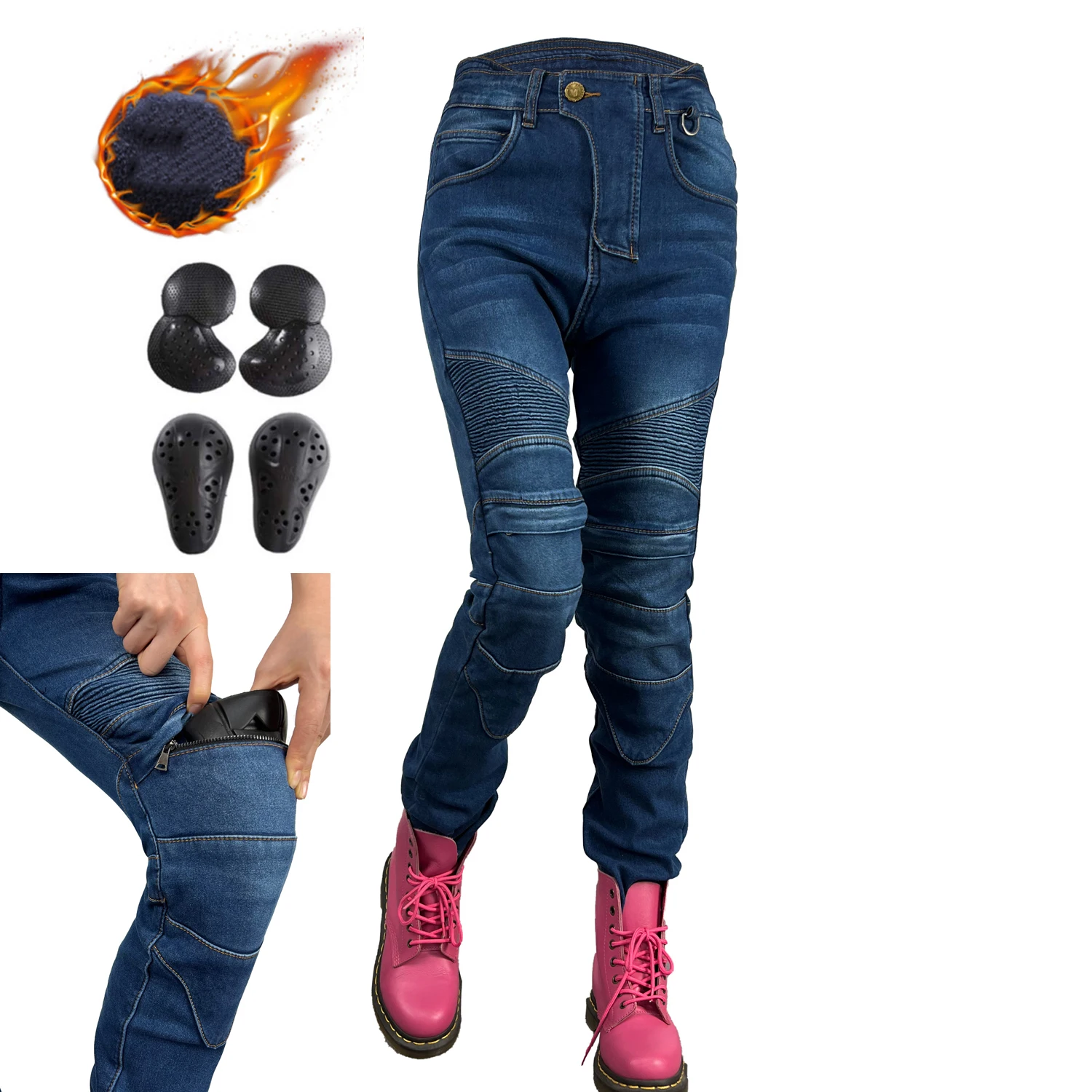 Женские мотоциклетные штаны для верховой езды зимние Бархатные джинсы