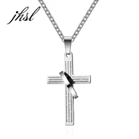 jhsl 5560cm men cross necklace pendants black silver gold color 316l stainless steel fashion jewelry dropship wholesale