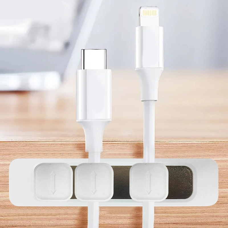 17*90mm Organizer Desktop Self-Adhesive USB Data Cable Wire Nail-Free Storage Holder With Magnetic | Электроника