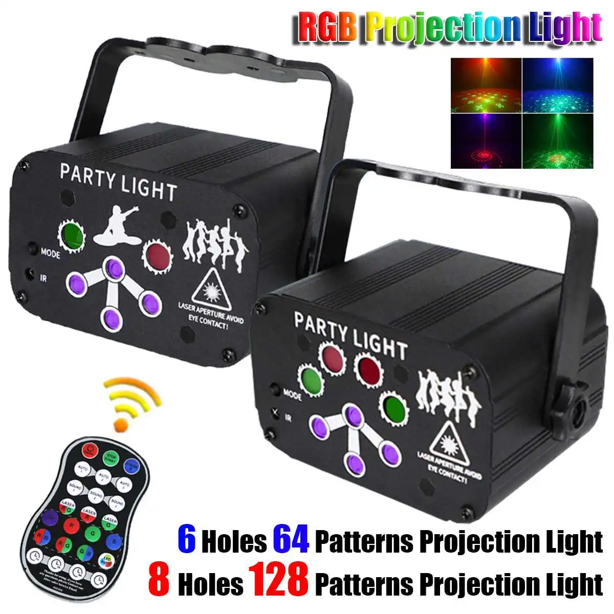 

64 шаблона сценический свет RGB, голосовое управление, музыка, светодиодный свет для дискотеки, вечеринки, шоу, лазерный прожектор, лампа с эфф...