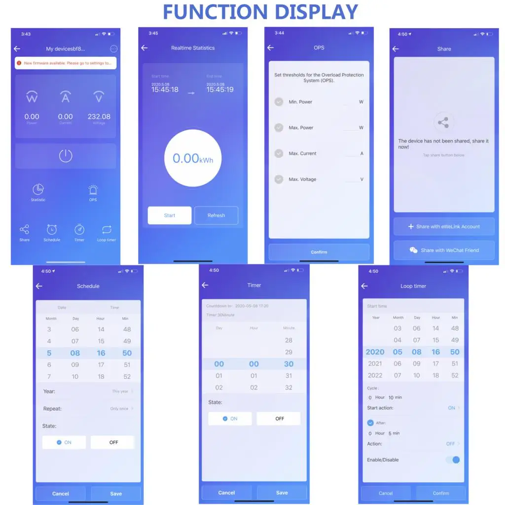 2P WIFI выключатель энергии кВтч метр таймер реле вольтметр защита от утечки тока RCCB