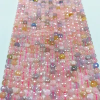 natural beryl flat round colorful morganite bead crystal faceted gemstone for jewelry making make up diy bracelet perle