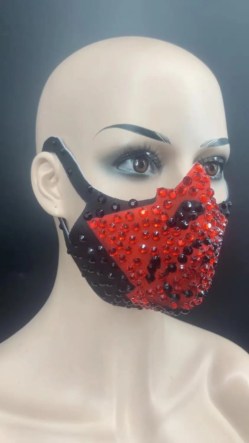 New Fashion Rhinestones Masks Party Show Costume Performance Evening Club Dance Wear Singer Stones | Тематическая одежда и