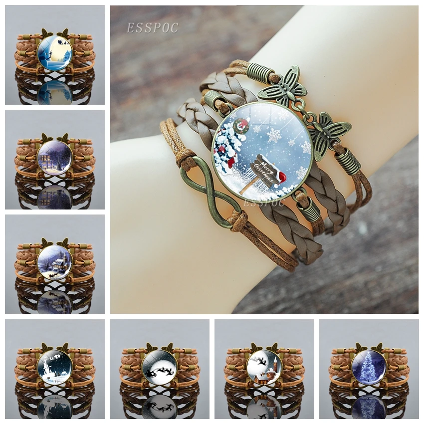 Рождественский Снежный дом бронзовый коричневый браслет ручной работы модный