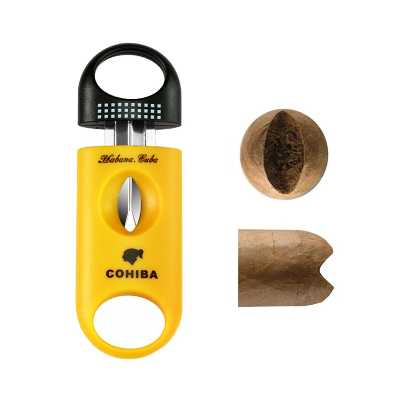 Резчик для сигар COHIBA, V-образный резной острый портативный клинок из нержавеющей стали для сигар, Гильотинный Карманный резной нож, аксессуары для сигар - изображение