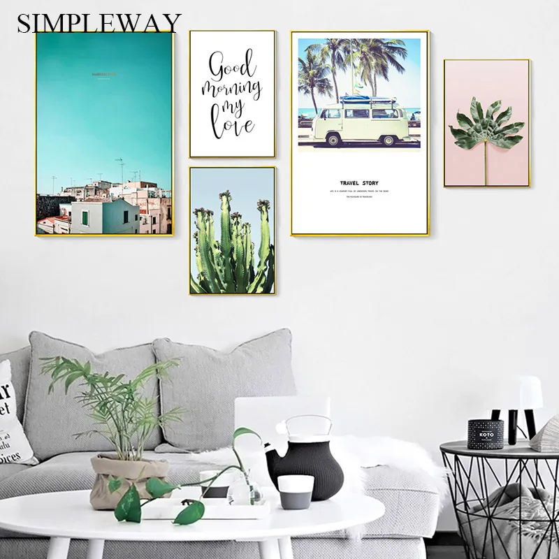 Скандинавские украшения дома кактус Лист Плакат в скандинавском стиле