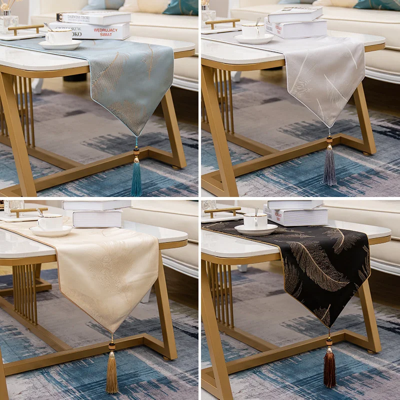 

Chinese Simple Modern Light Luxury Jacquard Elegant Tassel Flag Decorative Living Room Dining Coffee Table Cloth