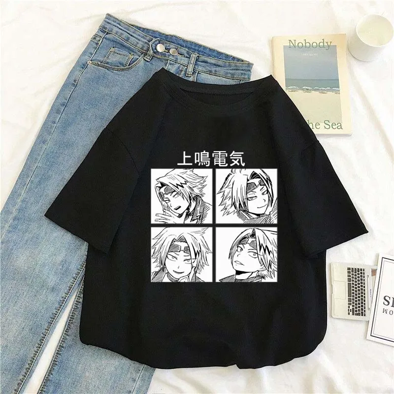 

Мой герой Академии аниме в ближайшее время! Электрический буквенным принтом унисекс натуральный хлопок 14 Цвет круглый вырез горловины с об...