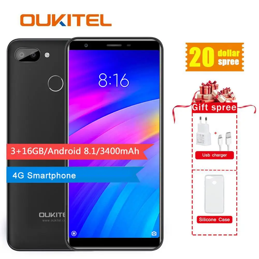 Оригинальный мобильный телефон OUKITEL C11 Pro 5 дюймов 18:9 Android 8 1 четыре ядра 3 Гб ОЗУ 16