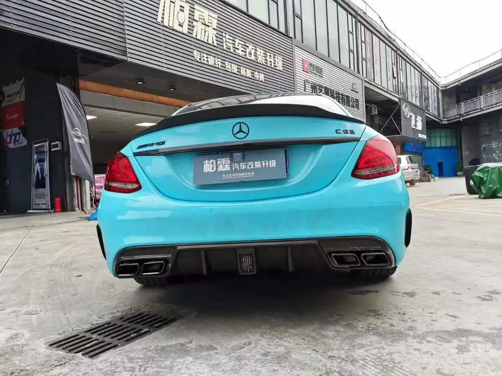Карбоновый задний бампер для губ автомобильный диффузор с лампой Mercedes-benz c-class W205