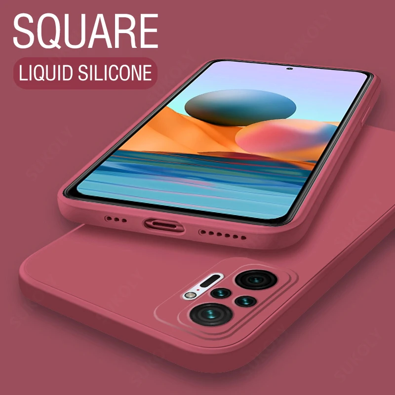 

Square Liquid Silicone Case For Xiaomi Redmi Note 10 9 Pro 9S 9T 10S 9A Mi 10T Lite 11 Ultra Poco F3 Coque Slim Matte Soft Cover