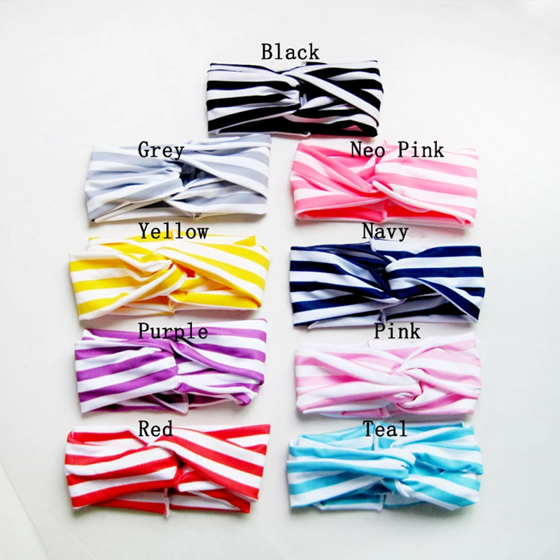 Лидер продаж эластичная лента для волос в полоску с бантом маленьких девочек