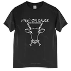 Мужские летняя хлопчатобумажная футболка Свободные топы, футболка с изображением Овцы на наркотиках, плохая связка, техническая Синт-панк-группа, футболка с изображением сенсера, женская футболка унисекс
