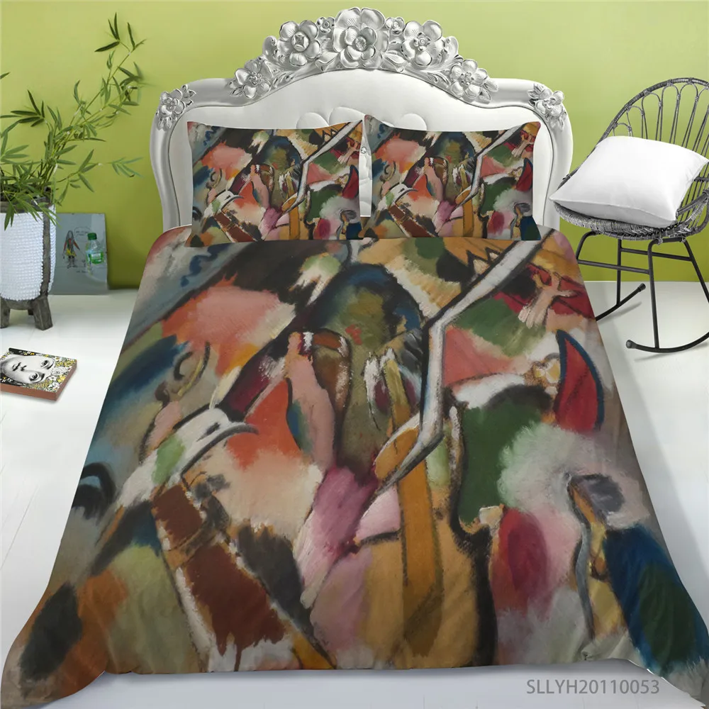 

3D Luxury Bedding Set King Size Duvet Cover Set Oil Painting Print Comforter Cover Set Unique Design Bed Set