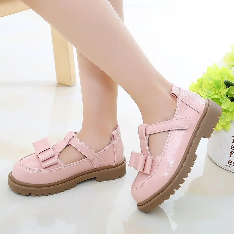 Детская обувь для девочек Обувь принцессы Кожаные сандалии розового и черного