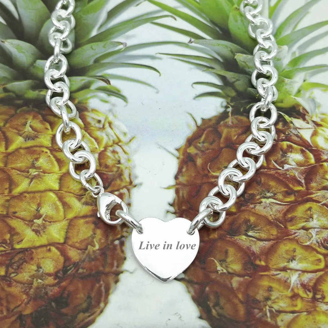 

1:1 sterling silver 925 original classic popular heart-shaped pendant ladies fashion necklace jewelry