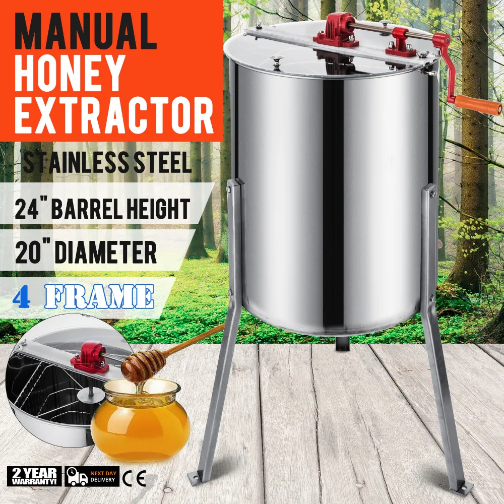 Extractor Manual de miel de acero inoxidable, 4 marcos, EU/USA, sin gastos de aduana-0