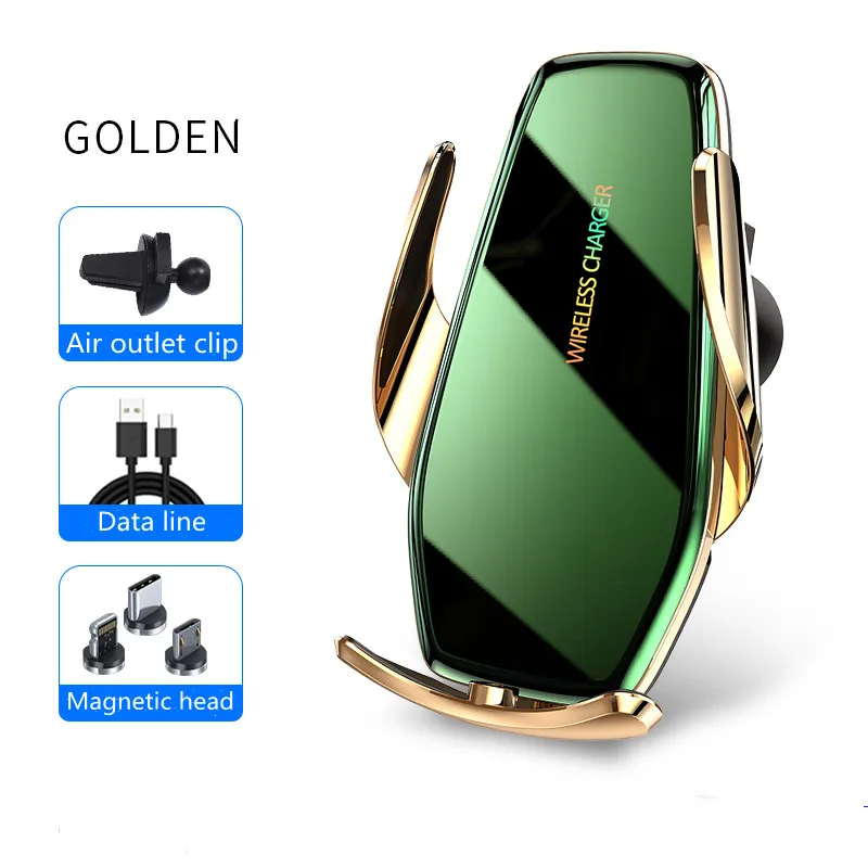 

Новинка 2021, автомобильный держатель для телефона с быстрой зарядкой, 15 Вт, умное Беспроводное зарядное устройство Qi для iphone 8Plus, 11/11Pro, 12 X/XR, ...