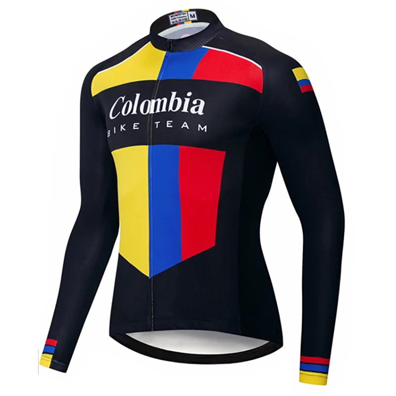 

Colombia flag Thin&Fleece Autumn&Winter Long Sleeve Cycling clothing Breathable Anti-UV Bicycle Wear long Sleeve Cycling Jersey
