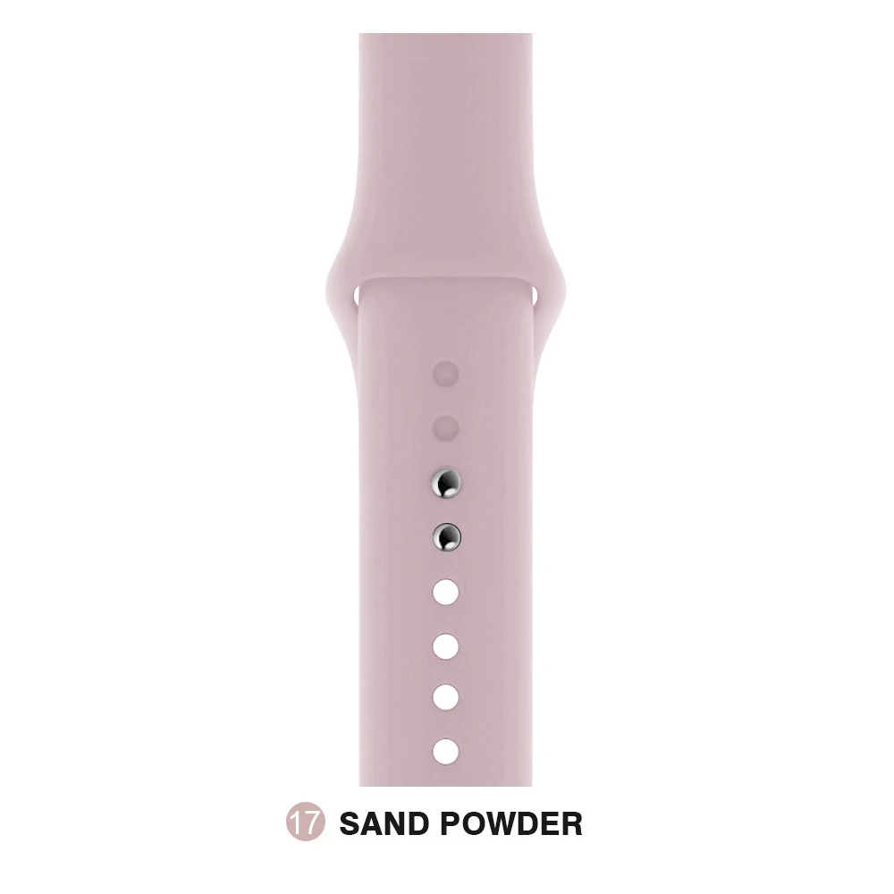 Sand powder Мягкий силиконовый сменный спортивный ремешок для Apple Watch версии 4, 3, 2, 1, 42 мм, 38 мм, браслет на запястье, ремешок для iWatch 4, 40 мм, 44 мм, спортивный - Цвет ремешка: Sand powder