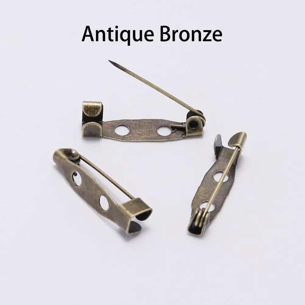 Antique Bronze 50 шт./лот, 15, 20, 25, 30, 35 мм, серебряная брошь, зажим, база, булавки, безопасные булавки, брошь, параметры, пустая база для изготовления ювелирных изделий своими руками - Цвет: Antique Bronze