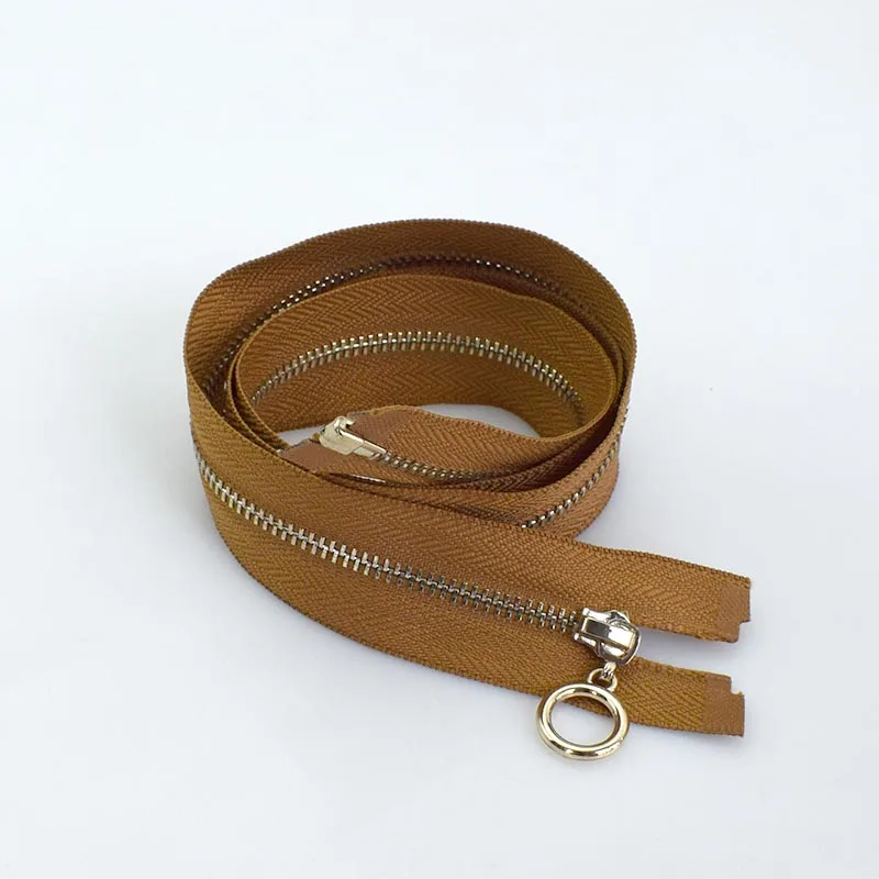 camel Meetee 2/5 шт 3#70 см с металлическими заклепками; туфли-лодочки на молнии, Fermeture застежкой-молнией A Coudre с открытым концом застёжка-молния для шитья DIY аксессуары для одежды KY2135 - Цвет: camel